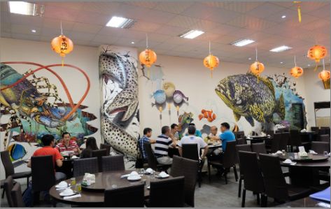 都昌海鲜餐厅墙体彩绘